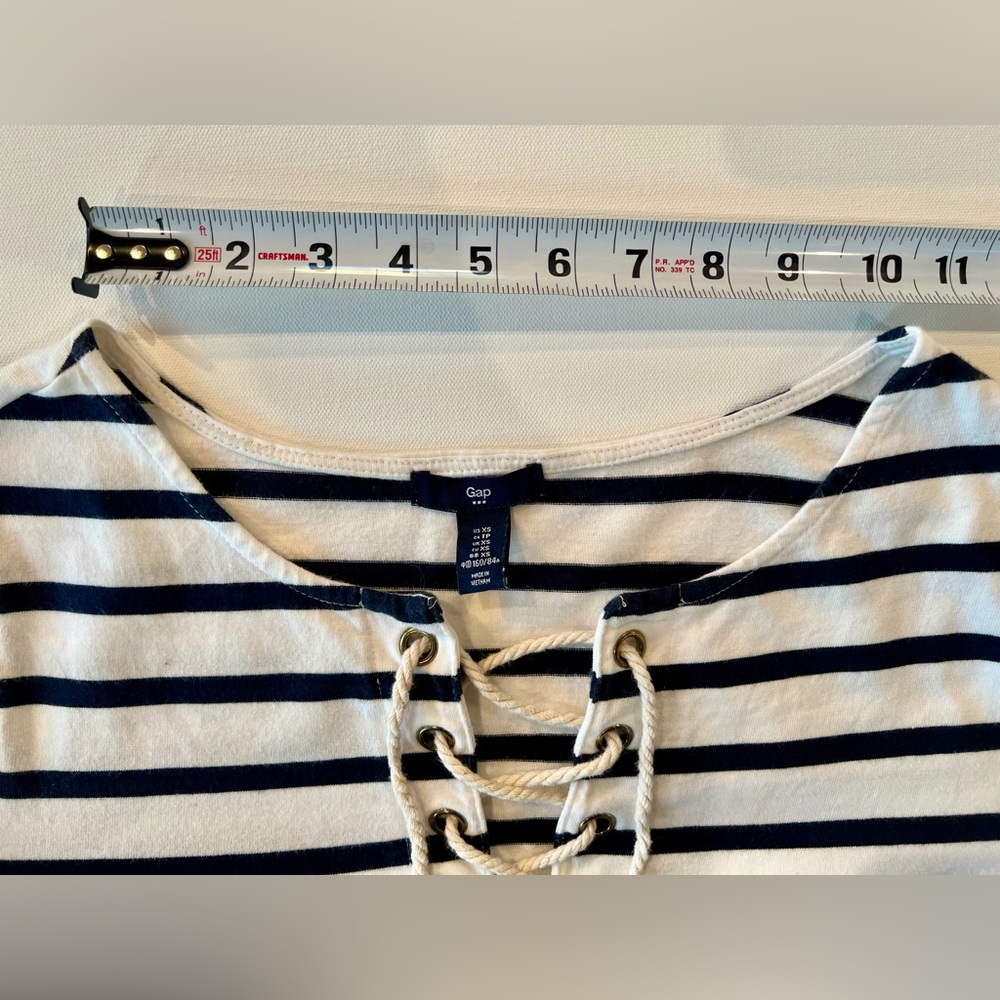 Gap Nautical Navy White Striped Dress Long Sleeve Yacht Boat Sailor Beach Sea - Picture 9 of 13